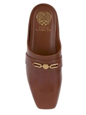 Vince Camuto Ruchelle Brown Leather Slip On Mule Gold Accent women’s size 7.5
